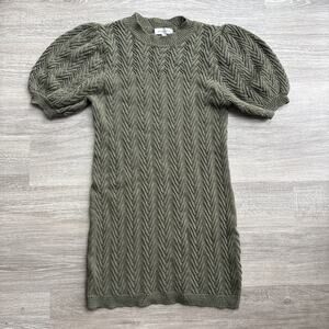 Amour Vert Women's Cable Knit Sweater Dress Puff Sleeve XL